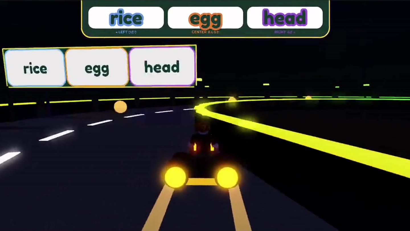 英語のゲートをくぐるレースの画面