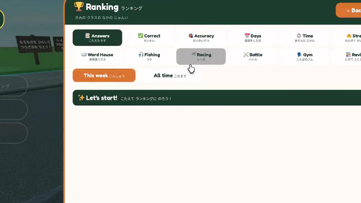 クラスランキングの画面
