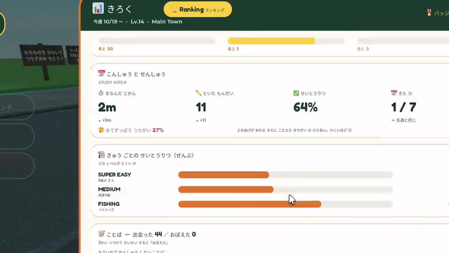 学習の記録の画面